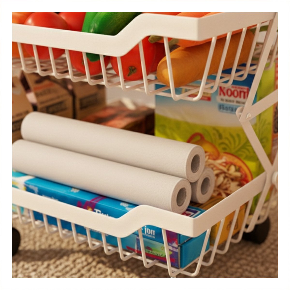 PACK2 VERDULERO 4 PISOS EN ACERO CARBONADO COLOR BLANCO PARA USO CONSTANTE Y+PAPEL REGALO - 5