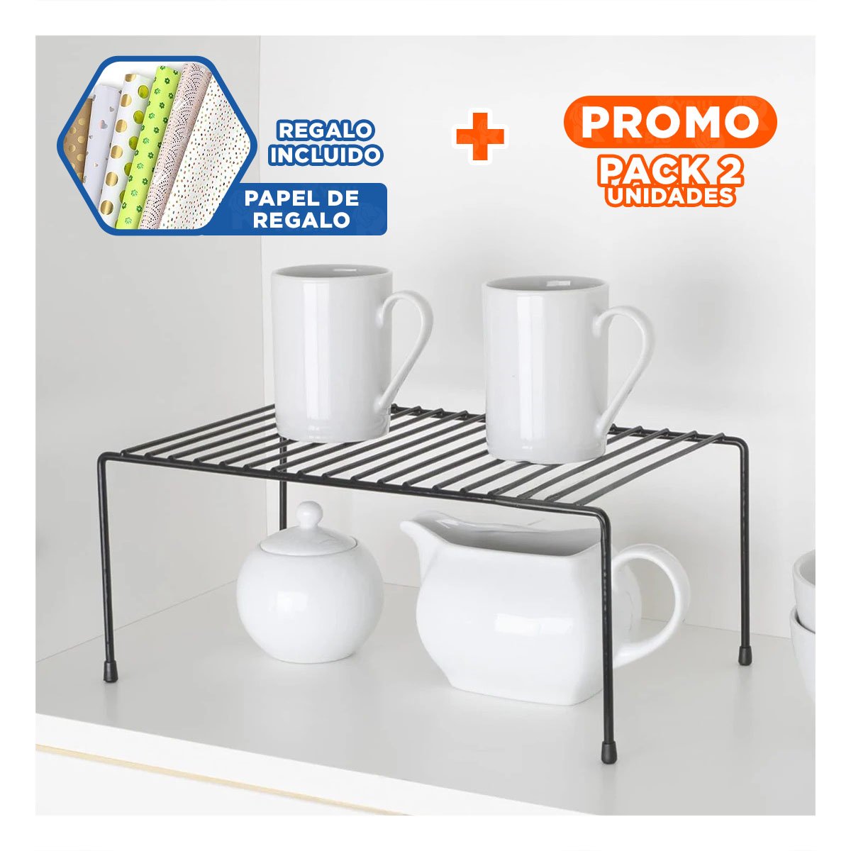 PACK2 REJILLA EXPANDIBLE NEGRO CON BASE DE 4 PATAS EN METAL PARA ORDEN INTERNO Y+PAPEL REGALO - 1