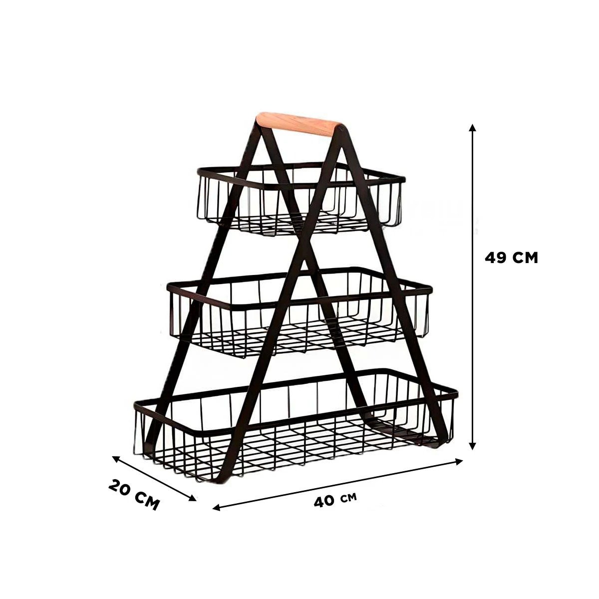 PACK2 FRUTERO CON BASE TRIANGULAR EN COLOR NEGRO DE ACERO INOXIDABLE 3 NIVELES - 4