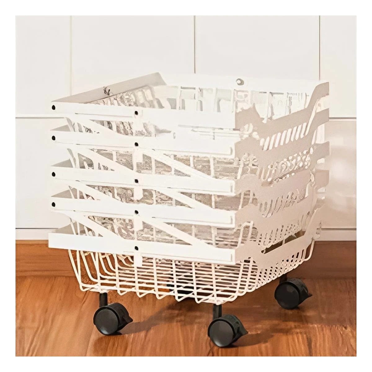 PACK2 VERDULERO BLANCO CON 5 PISOS Y SOPORTE EN ACERO INOXIDABLE PARA ESPACIOS ORDENADOS - 2