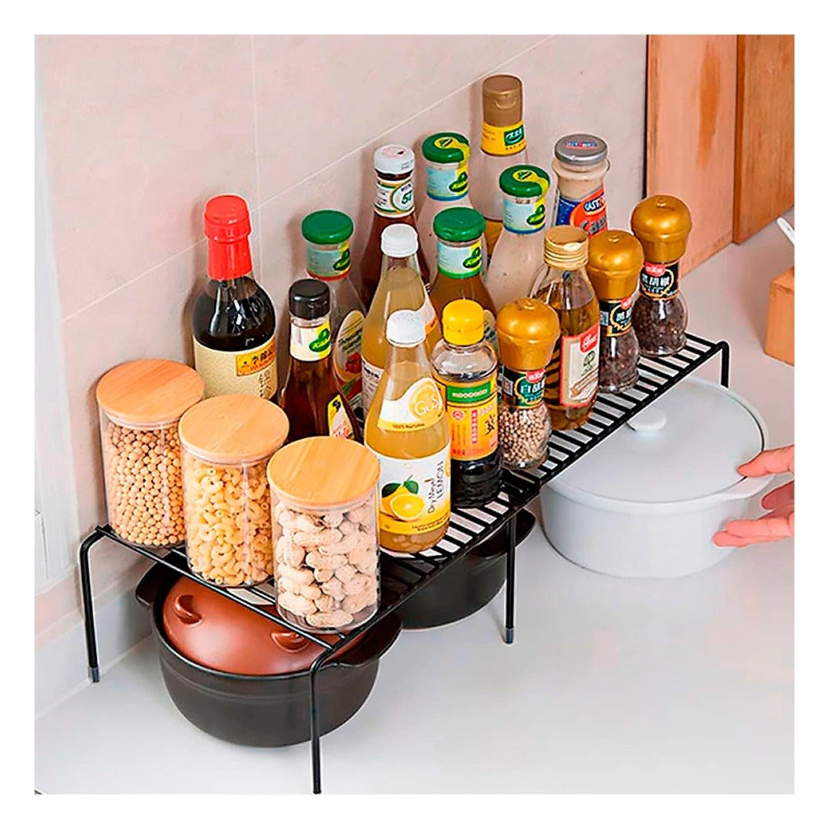 PACK12 ESTANTE PARA ORGANIZACION INTERNA NEGRO FABRICADO EN METAL CON 6 PATAS Y+PAPEL REGALO - 5