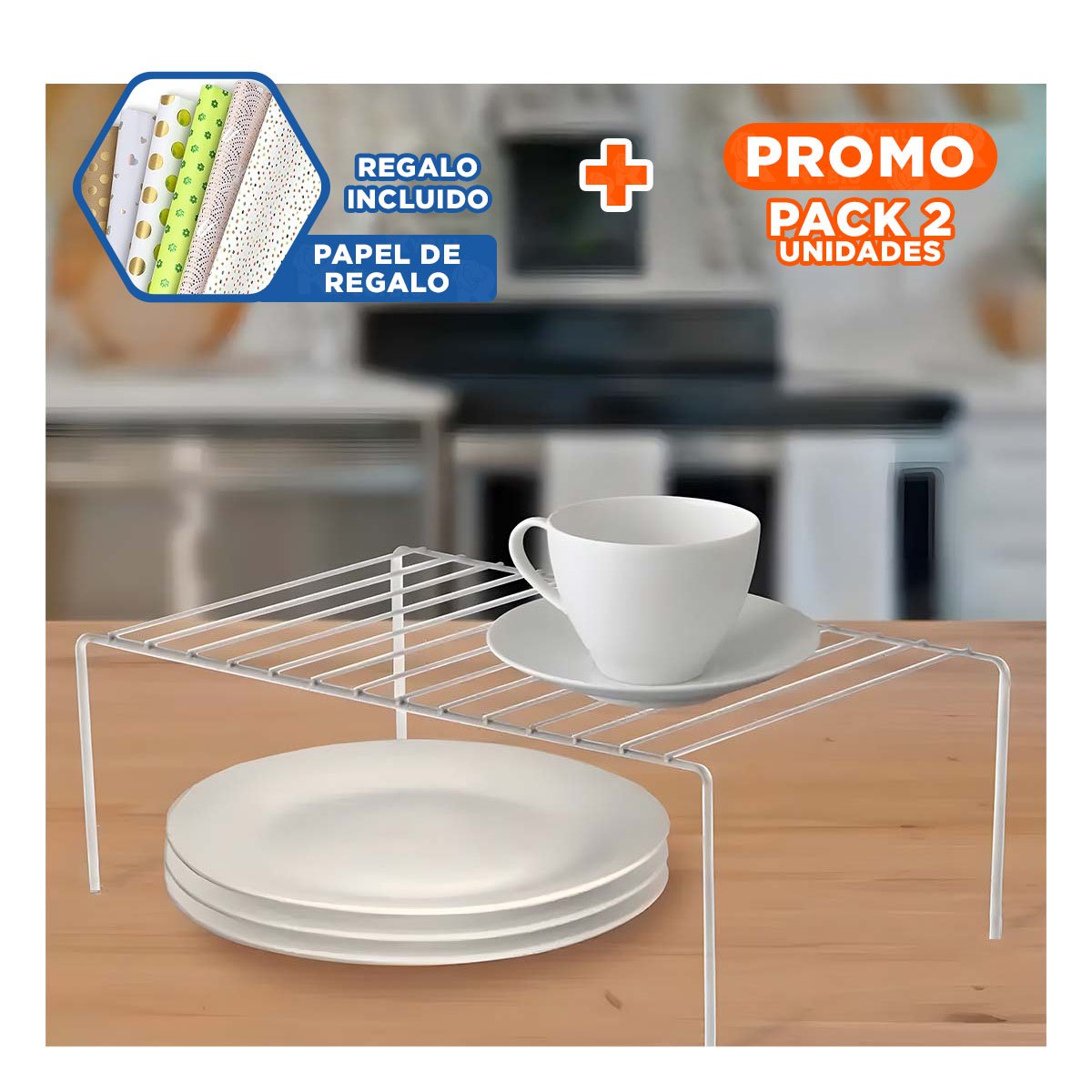 PACK2 REJILLA EXPANDIBLE BLANCO CON BASE DE 4 PATAS EN METAL PARA ORDEN INTERNO Y+PAPEL REGALO - 1
