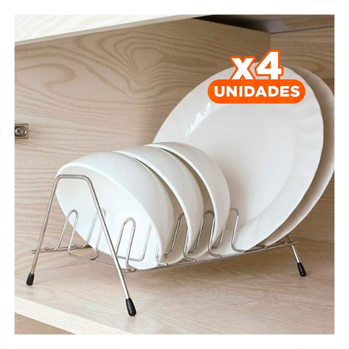 PACK4 ORGANIZADOR REFORZADO PLATEADO PARA TAPAS DE OLLAS CURVO - 1