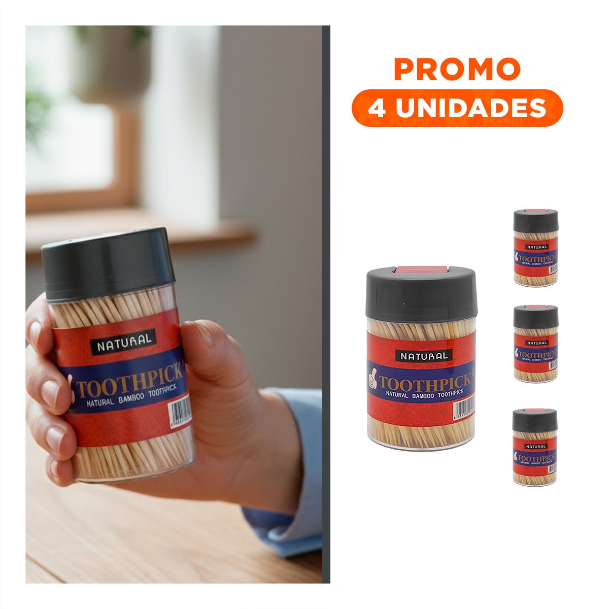 PACK4 PORTA MONDADIENTES DE COLOR NEGRO PACK DE 2 DE MESA ELEGANTE Y+REGALO STICKER - 1