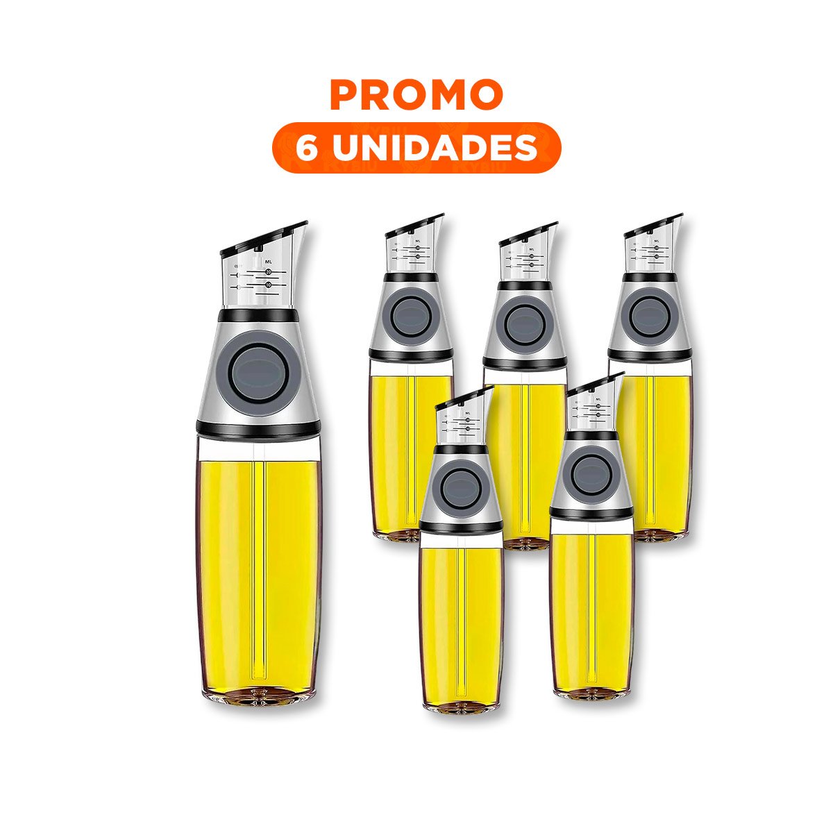 PACK6 CONTENEDOR VIDRIO CON MEDIDOR 500ML SEGURO Y DURABLE TODO TIPO ACEITE - 1
