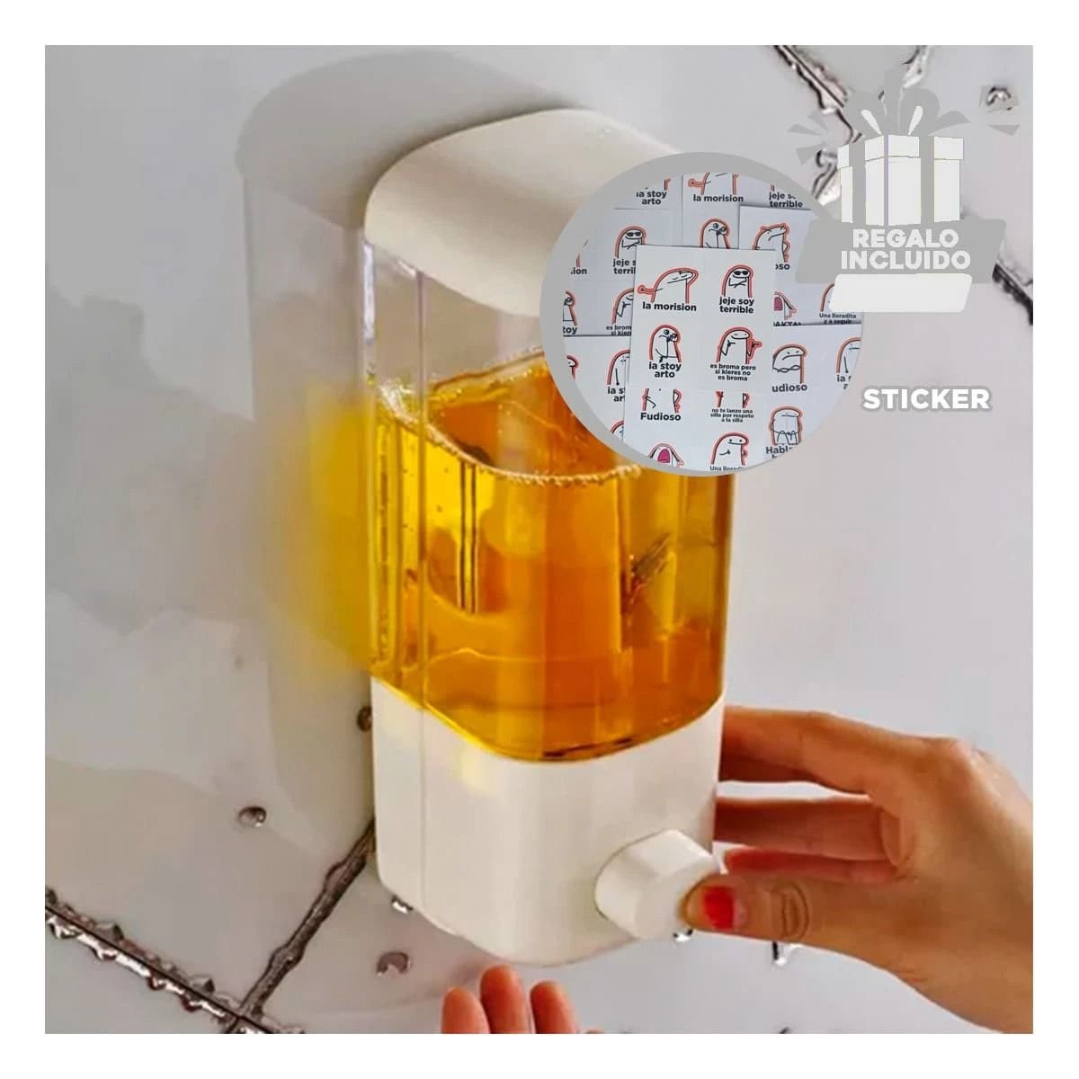 PACK6 KIT DOSIFICADOR 450 ML BLANCO PARA JABON LIQUIDO DE PARED - 5
