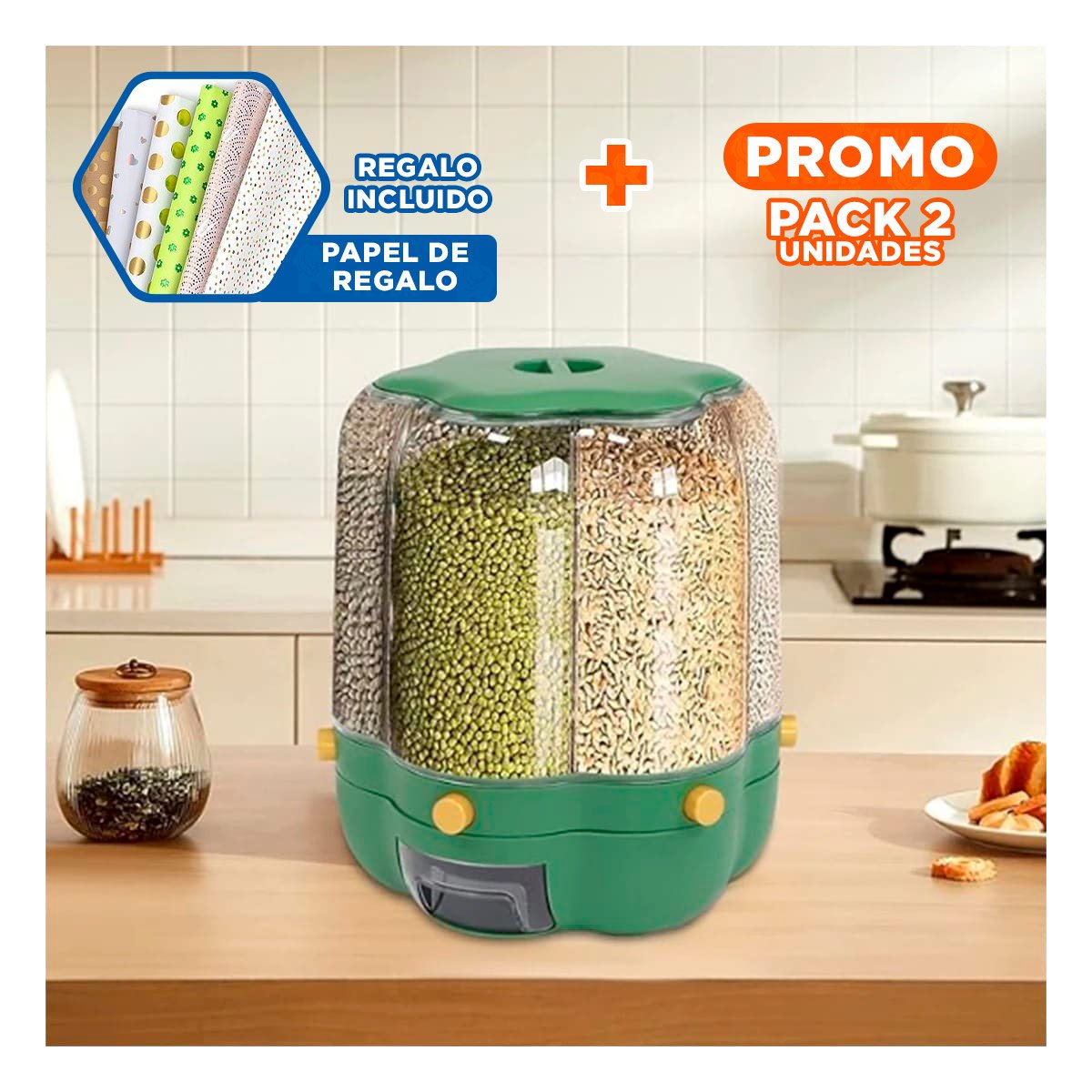 PACK2 SOPORTE DE ALIMENTOS VERDE 9 KG PARA EL DESARROLLO DE EFICIENCIA Y+PAPEL REGALO - 1