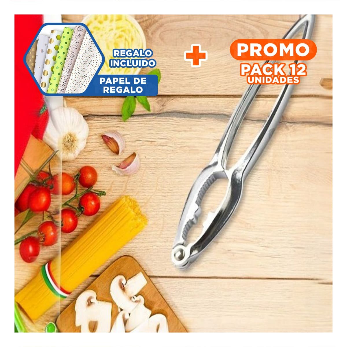 PACK12 UTENSILIO CLASICO PLATEADO PARA ROMPENUECES USO INTENSIVO Y+PAPEL REGALO - 1