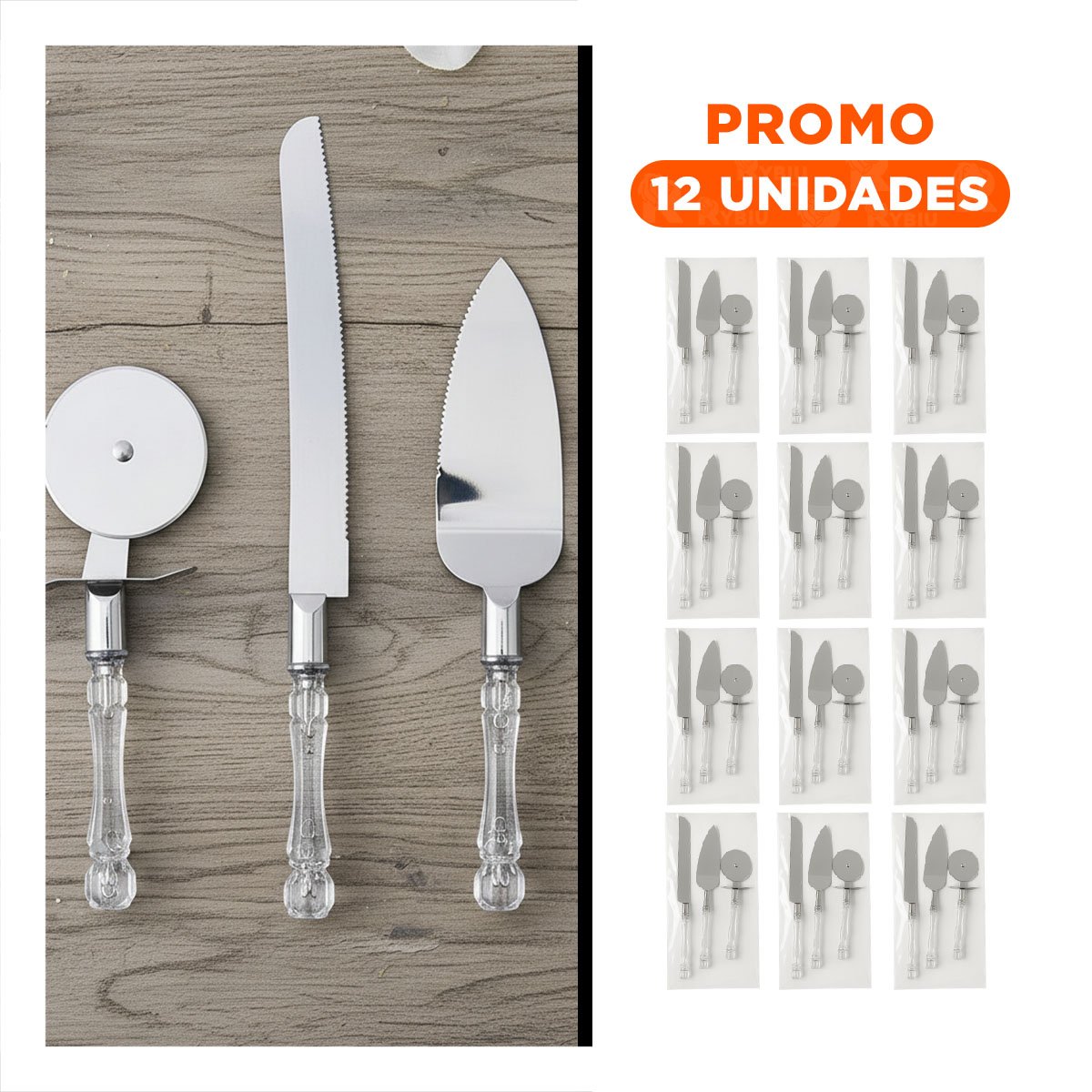 PACK12 ESPATULA 3 PIEZAS CUCHILLO CORTADOR MANGO ACRILICO RAPIDA Y+REGALO STICKER - 1