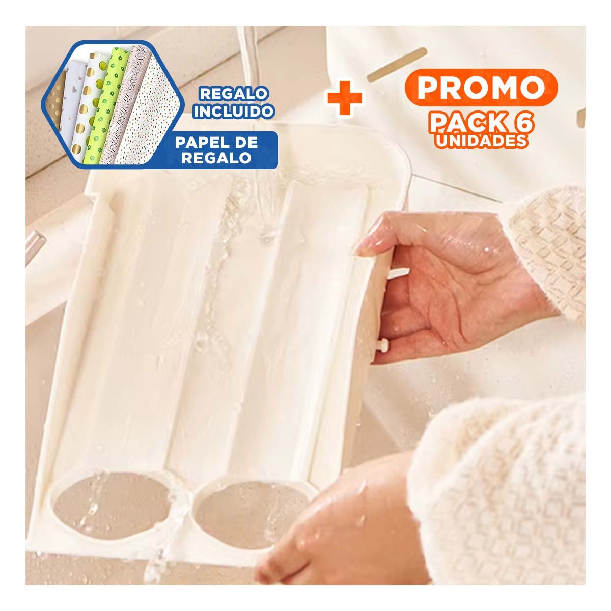 PACK6 ALMACENADOR PRACTICO DE HUEVOS Y LATAS 2 NIVELES BLANCO HOGAR Y+PAPEL REGALO - 1
