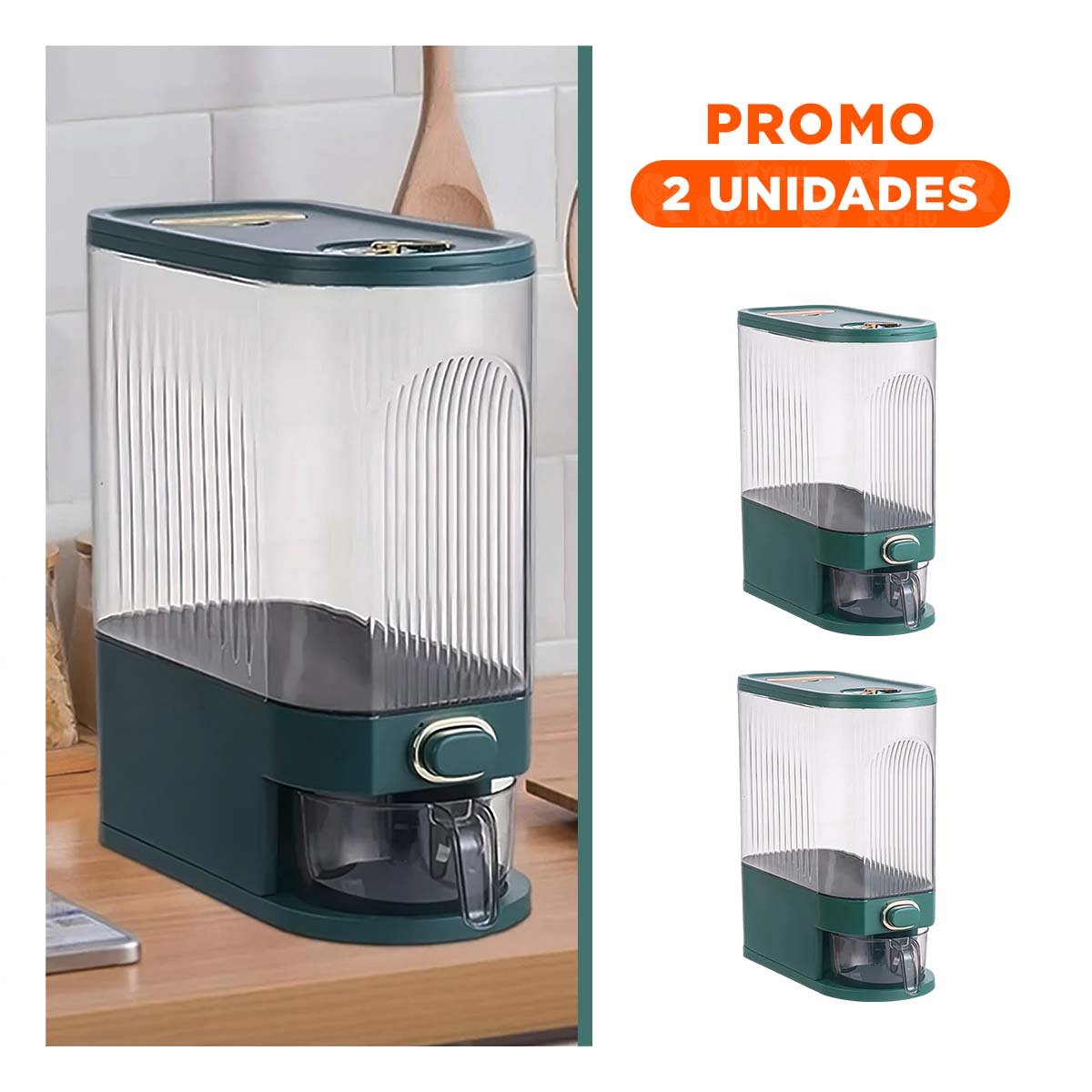 PACK2 DEPOSITO VERDE FORMATO VERTICAL DE DIMENSIONES DE 39X16,5X33CM USO DESPENSA - 1