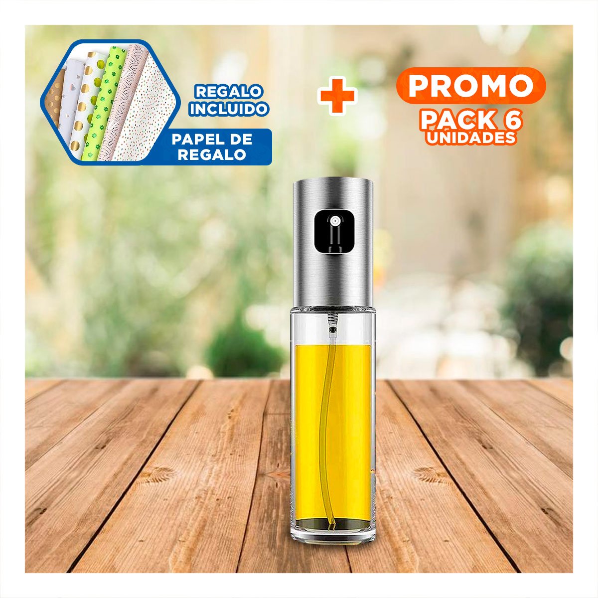PACK6 CONTENEDOR SPRAY VIDRIO PLATEADO FACIL DE USAR Y MANTENER LIMPIO Y+PAPEL REGALO - 1