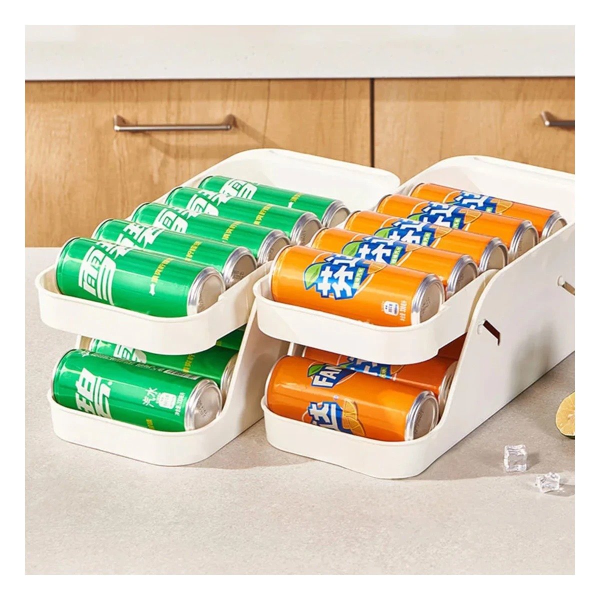 PACK2 ESTANTE COMPACTO BLANCO DE HUEVOS Y LATAS 2 NIVELES - 5