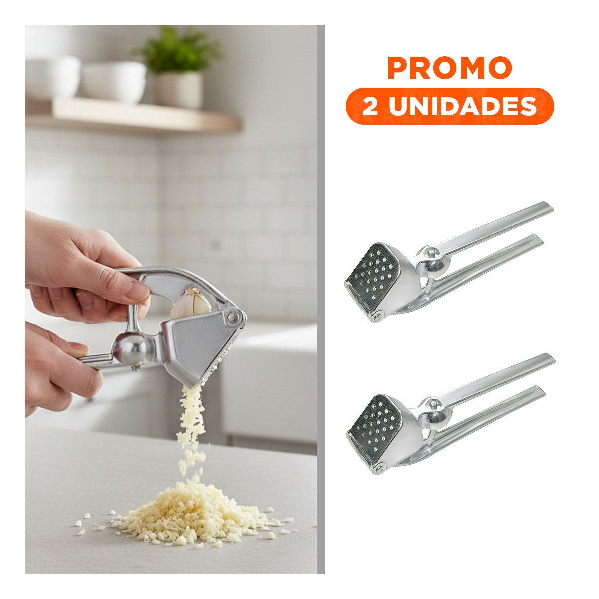 PACK2 HERRAMIENTA DE AJO PLATEADO DE ALUMINIO DURADERO PARA HOGAR - 1