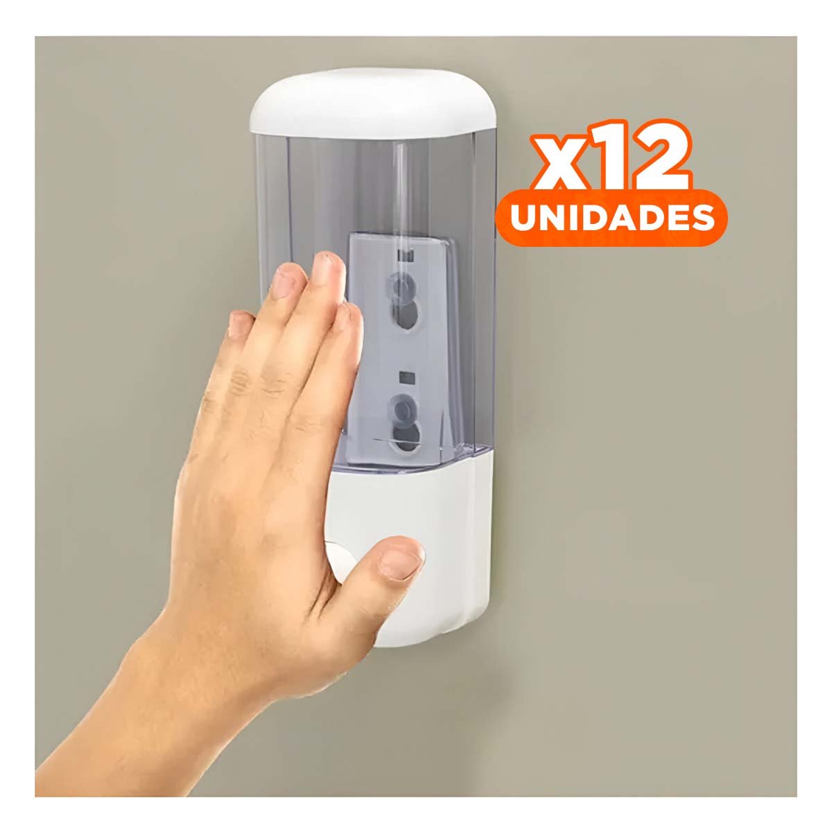PACK12 PORTA DISPENSADOR 450 ML BLANCO PARA LAVAMANOS - 1