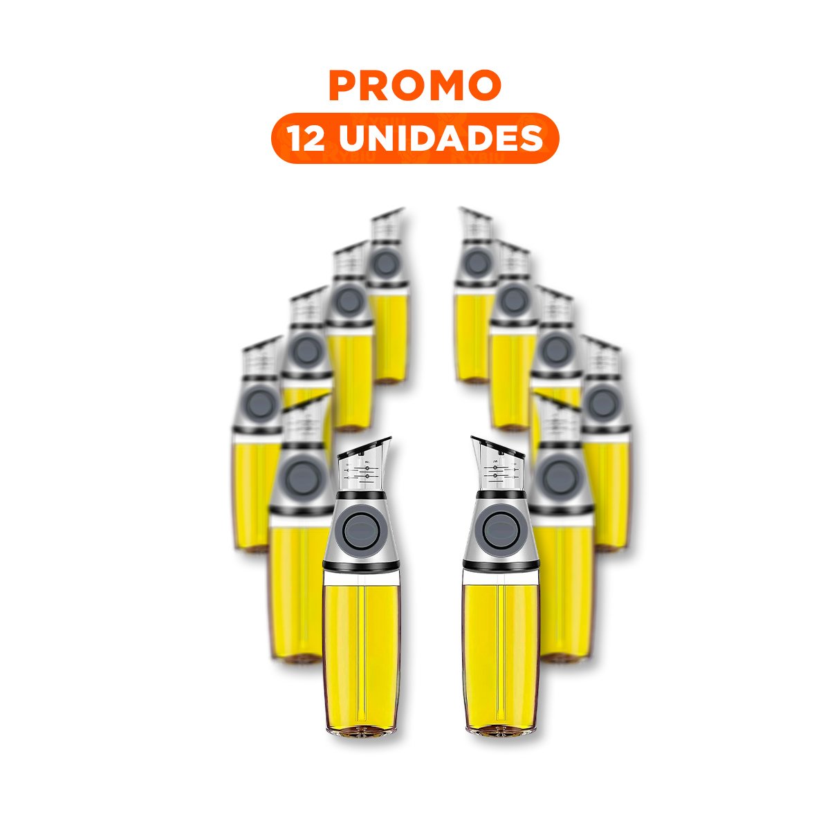 PACK12 RECIPIENTE VIDRIO CON MEDIDOR 500ML SEGURO Y DURABLE TODO TIPO ACEITE Y+REGALO STICKER - 1