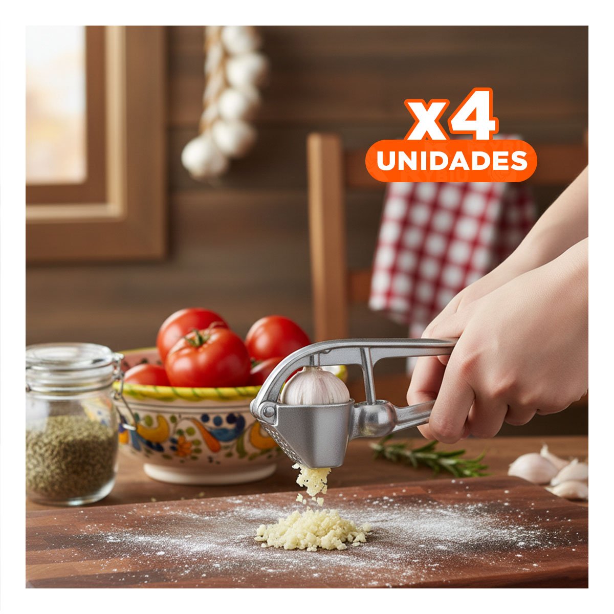 PACK4 TRITURADOR METALICO DE AJO PLATEADO DE ALUMINIO RESISTENTE - 1