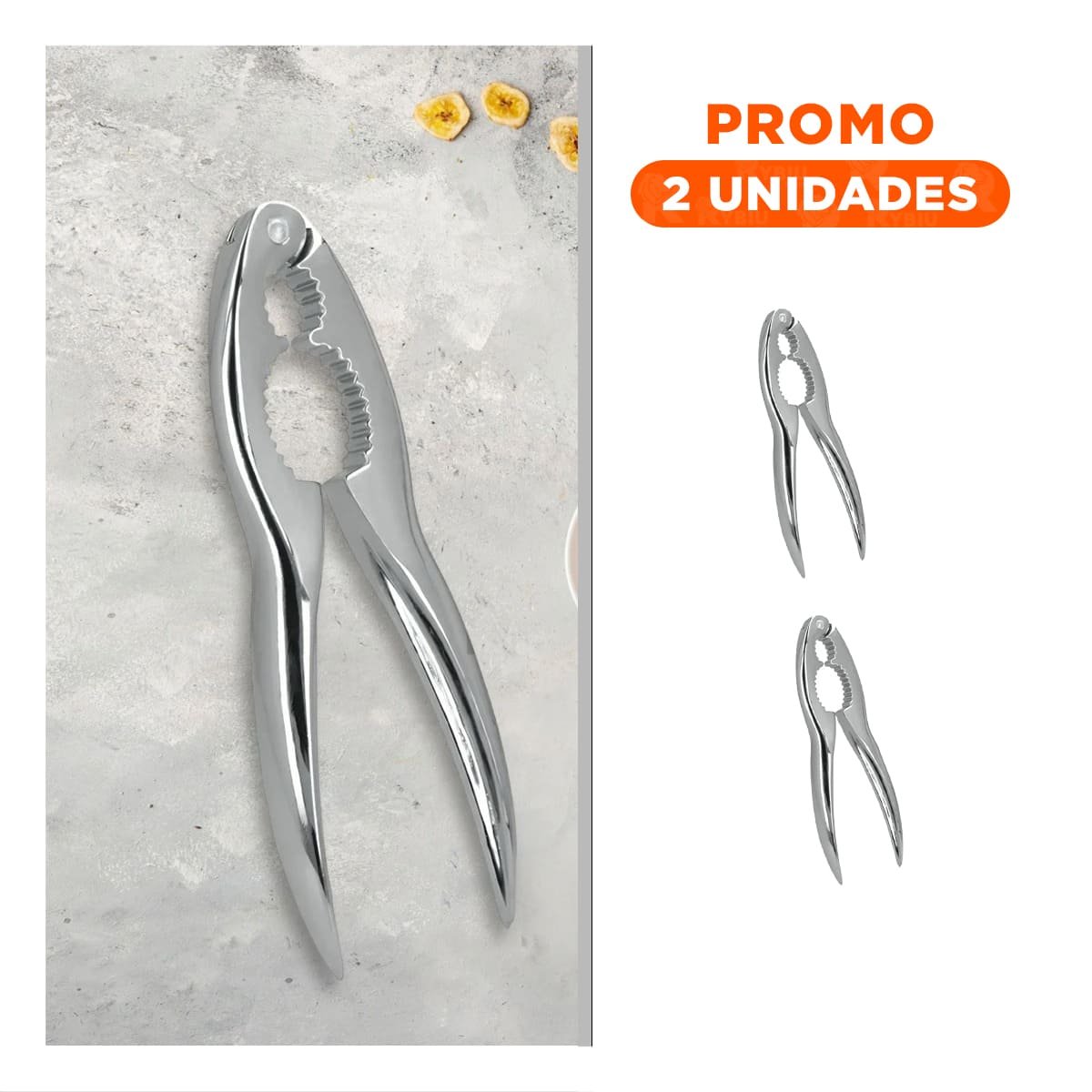 PACK2 PINZA ERGONOMICA PLATEADO PARA ROMPENUECES DE ACERO INOXIDABLE - 1