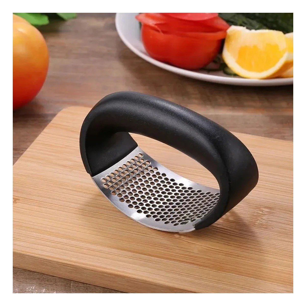PACK4 APLASTADOR ERGONOMICO DE AJO MANGO DE PLASTICO EN ALUMINIO COCINA - 5