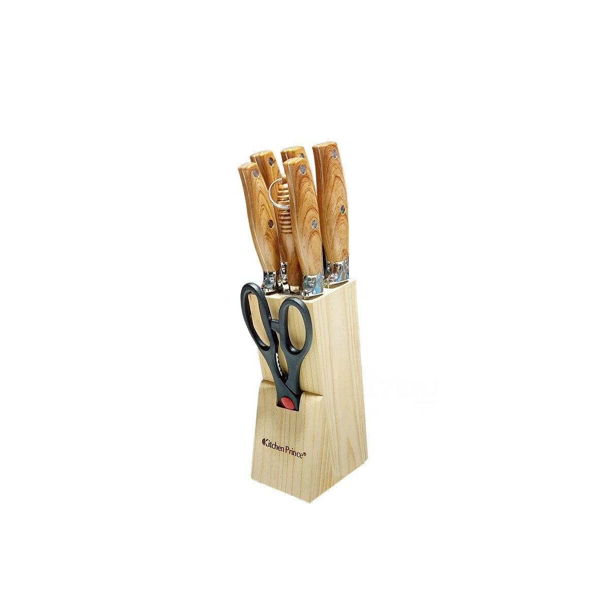 PACK2 SET DE CORTE MANGO DE MADERA 8 PIEZAS PARA COCINA Y+REGALO STICKER - 2