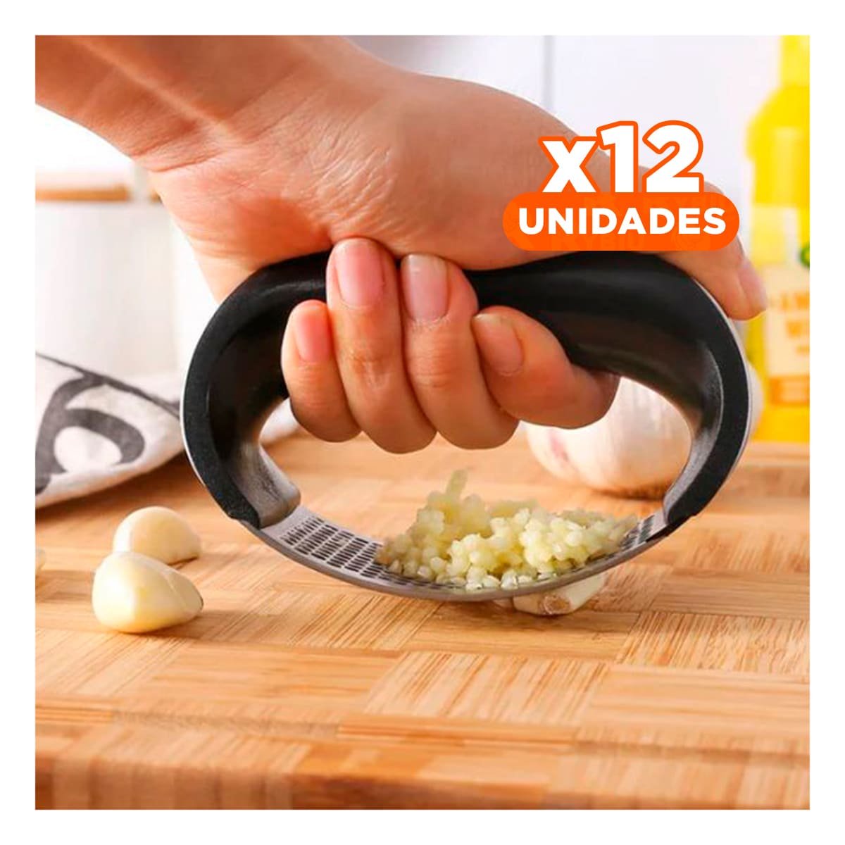 PACK12 PRENSA DE COCINA PARA AJO MANGO DE PLASTICO EN ALUMINIO - 1