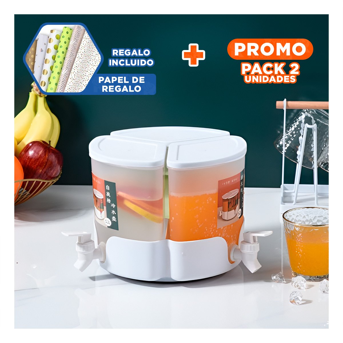 PACK2 EQUIPO DE REFRESCOS BLANCO 3 TANQUES PARA CASAS CON MUCHA VITALIDAD Y+PAPEL REGALO - 1