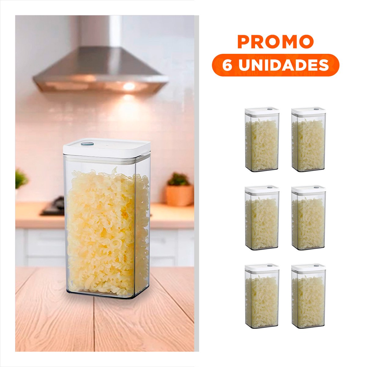 PACK6 DISPENSADOR ACRILICO MANTENER PRODUCTOS SECOS FRESCOS TAPA BLANCA PUNTO PLOMO 1500ML - 1
