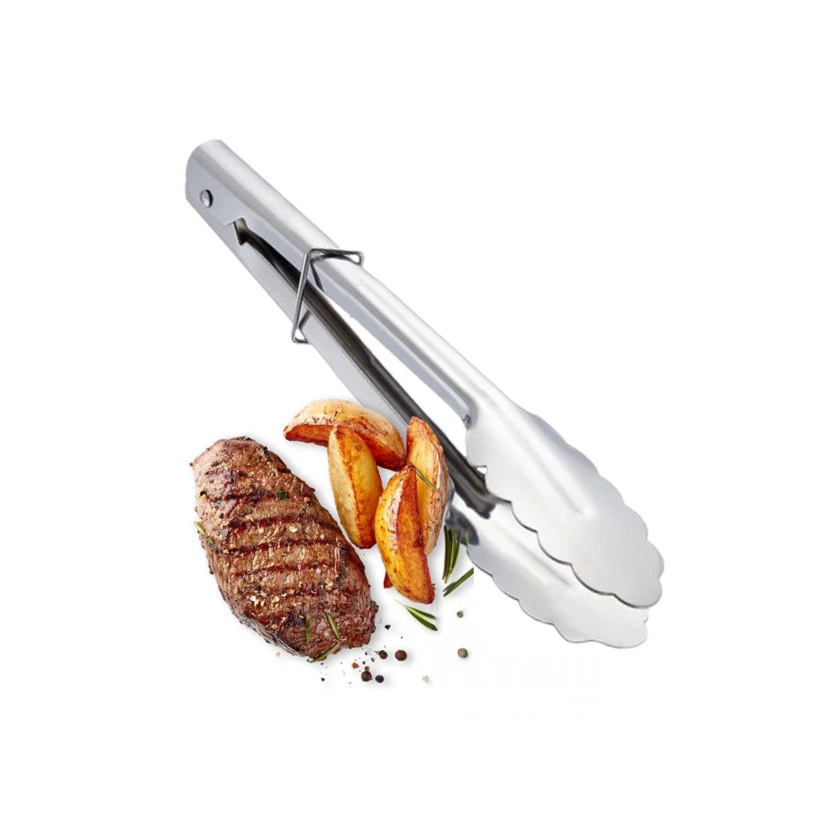 PACK4 PINZA RESISTENTE EN ACERO INOXIDABLE PLATEADO 28,5CMX4CM PARA COCINA Y+PAPEL REGALO - 3