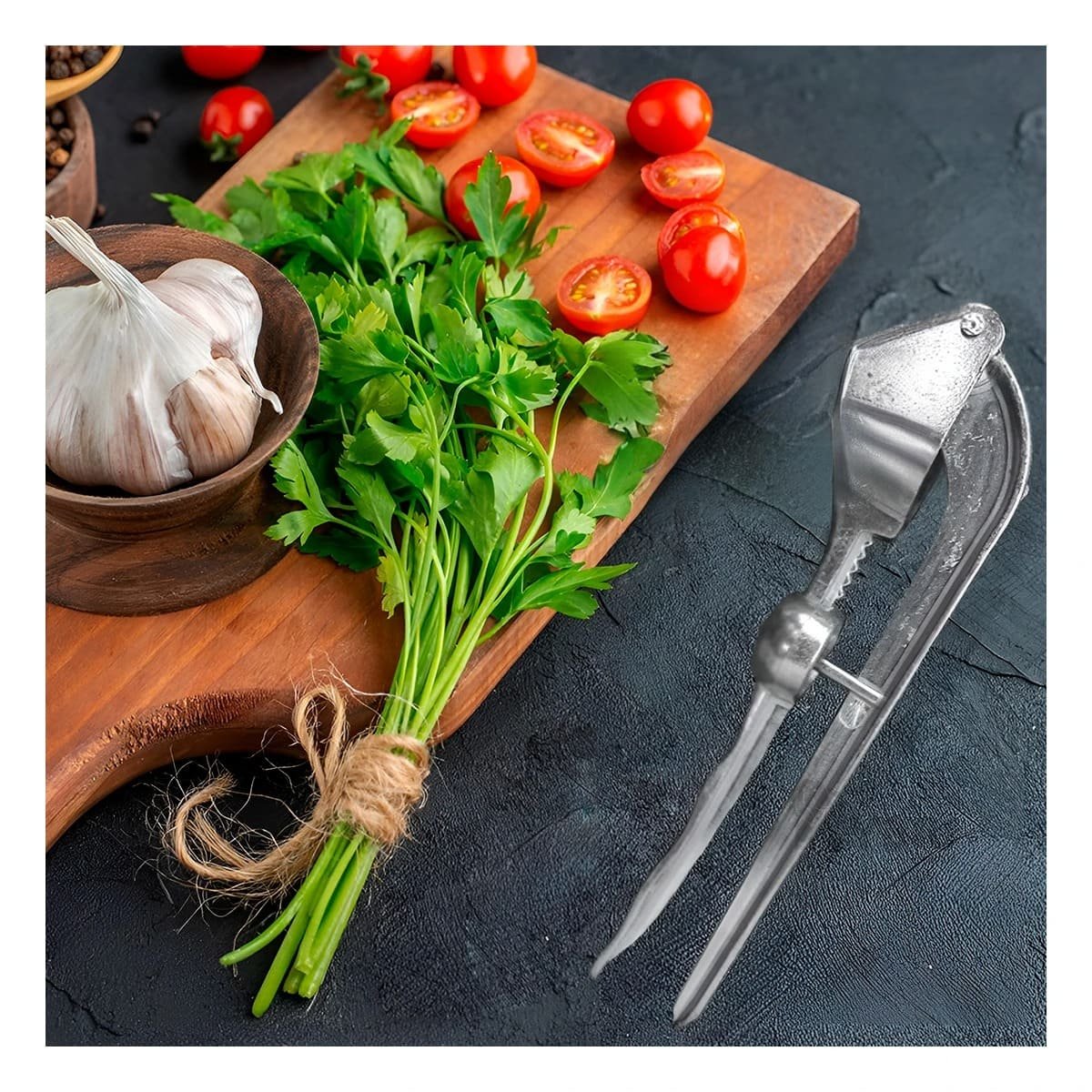 PACK6 UTENSILIO METALICO DE AJO PLATEADO DE ALUMINIO FUERTE - 3