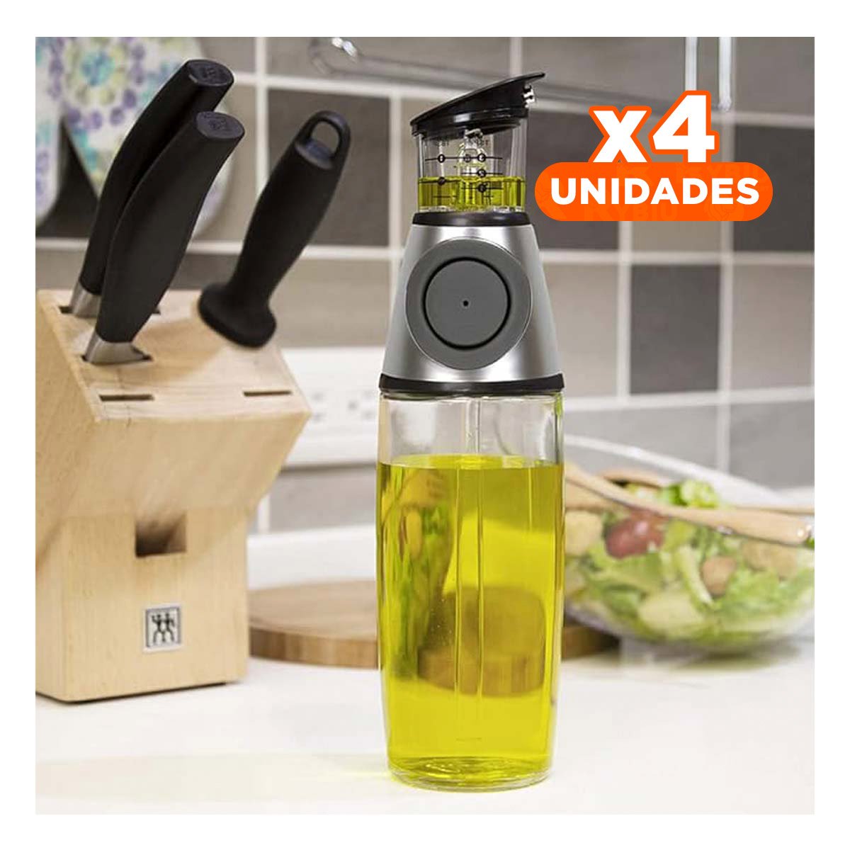 PACK4 CONTENEDOR VIDRIO CON MEDIDOR 500ML FACIL DE USAR Y MANTENER LIMPIO EN CASA - 1