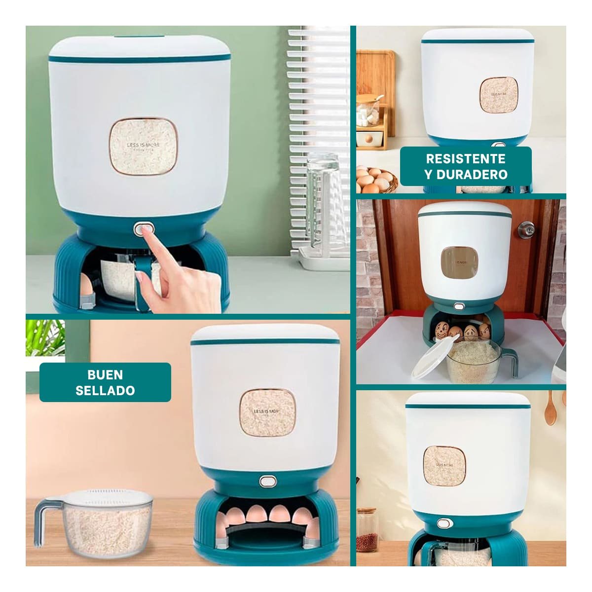 PACK4 PROVEEDOR DE ARROZ Y LEGUMBRES 10KG CON HUEVERA CIRCULAR Y+REGALO STICKER - 2