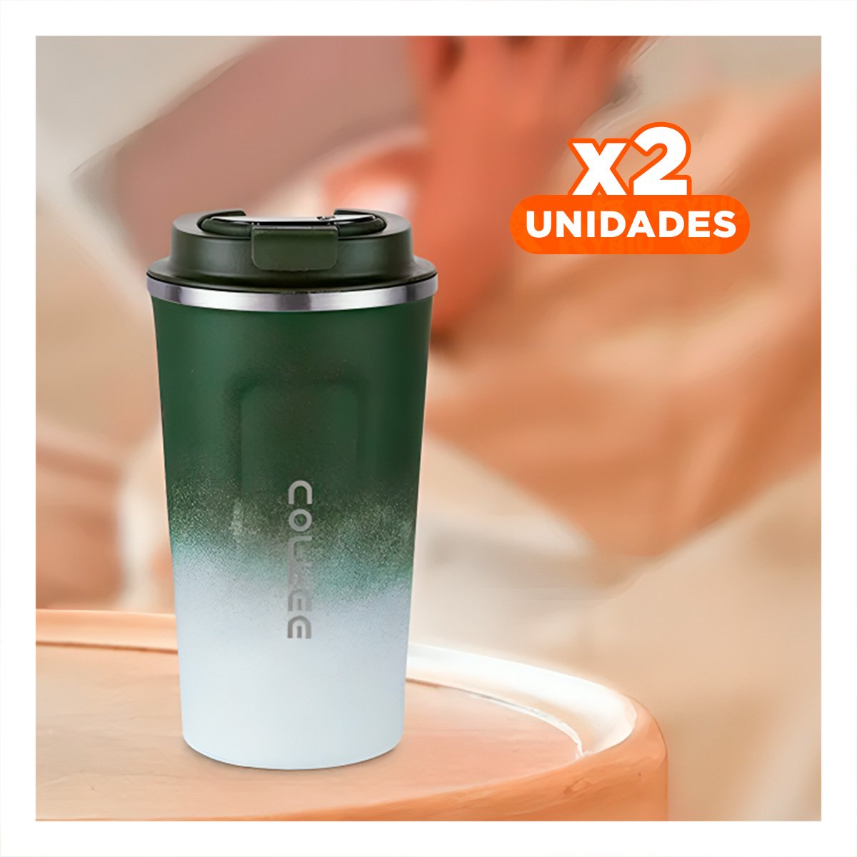 PACK2 JARRA DIGITAL 510ML VERDE CON BLANCO DISEÑO MODERNO IDEAL PARA CAFÉ Y+REGALO STICKER - 1