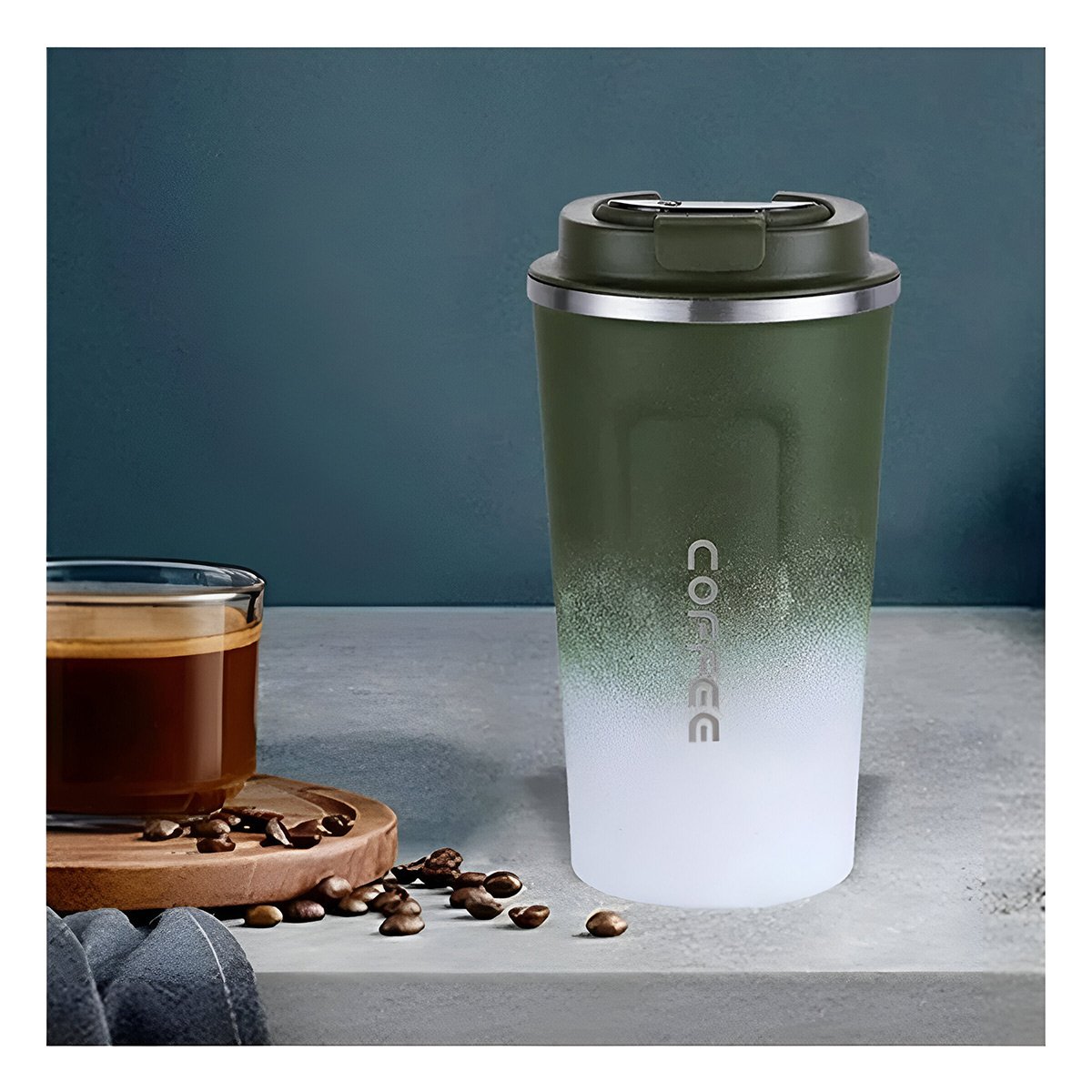 PACK2 JARRA DIGITAL 510ML VERDE CON BLANCO DISEÑO MODERNO IDEAL PARA CAFÉ Y+REGALO STICKER - 5