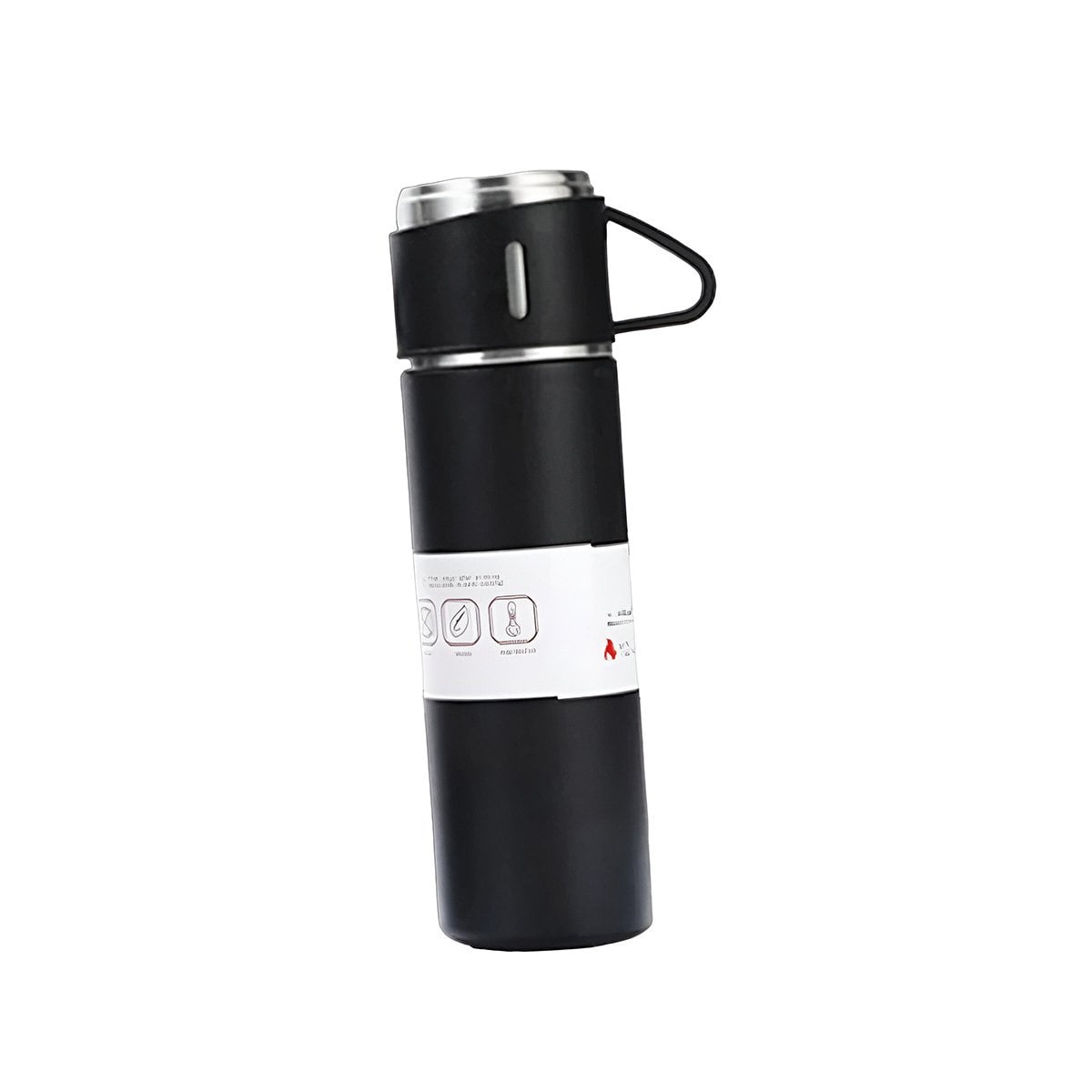 PACK2 TERMO MODERNO CON DOS TAZAS PARA CAFE Y TE EN CASA NEGRO Y+REGALO STICKER - 2