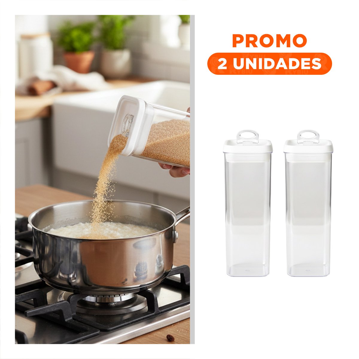 PACK2 BOTE ACRILICO CON TAPA PALANCA BLANCA 1900ML - 1