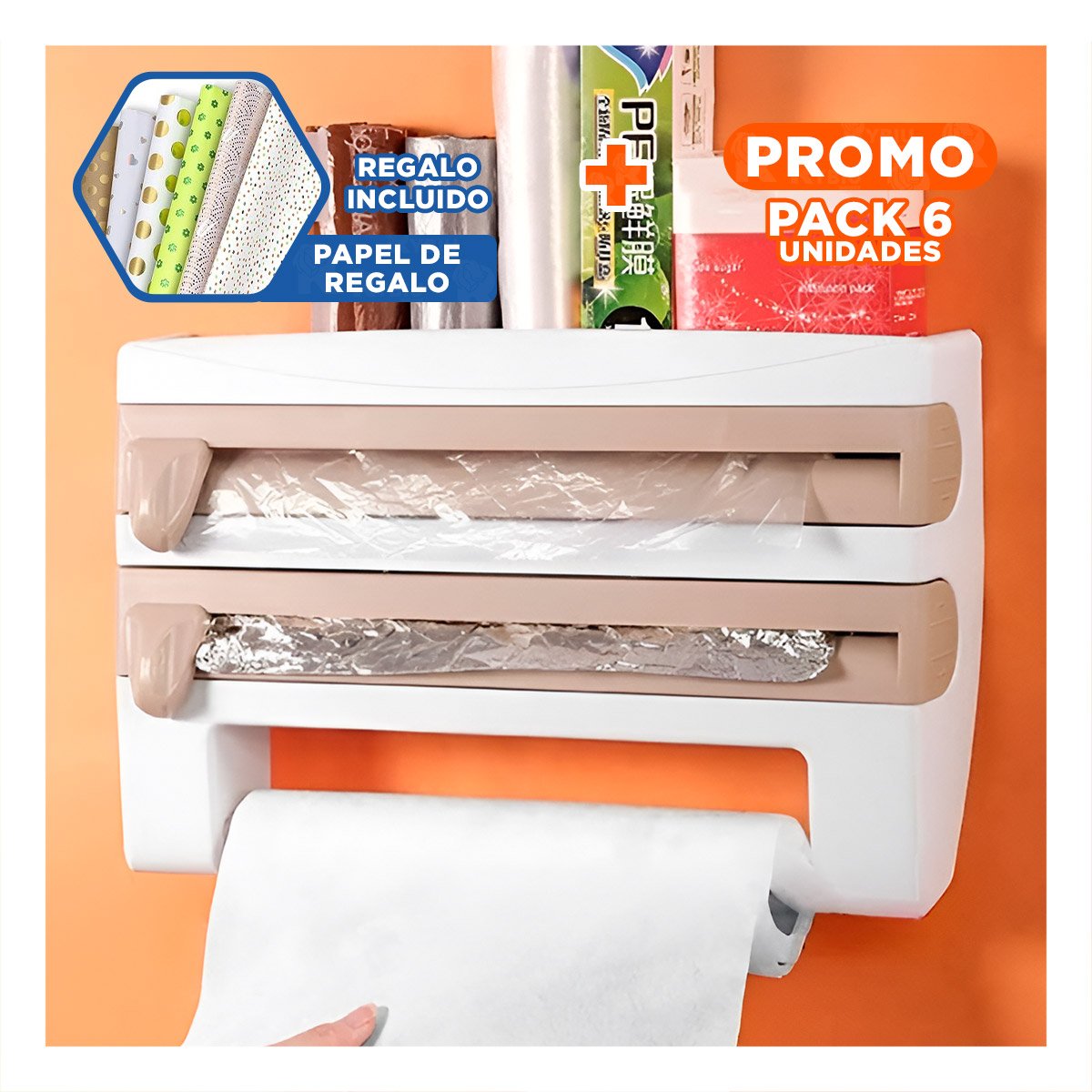 PACK6 HERRAMIENTA DE ALUMINIO Y TOALLA BEIGE CON DISEÑO DURADERO EN CASA Y+PAPEL REGALO - 1