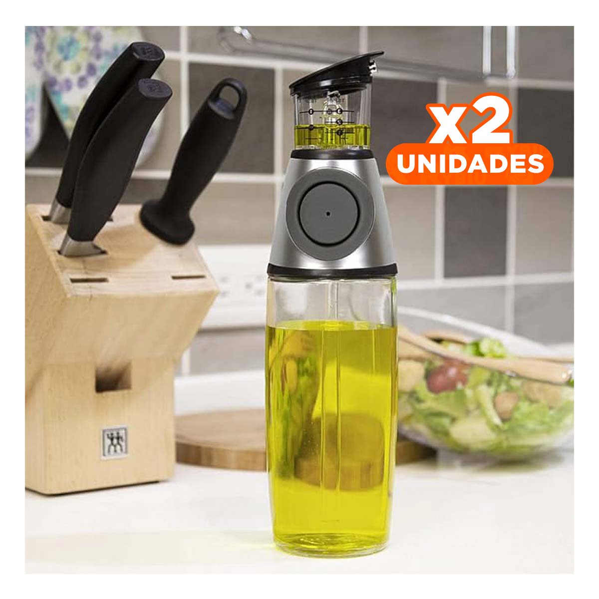 PACK2 VERTEDOR VIDRIO CON MEDIDOR 500ML FACIL DE USAR Y MANTENER ORDEN Y+REGALO STICKER - 1