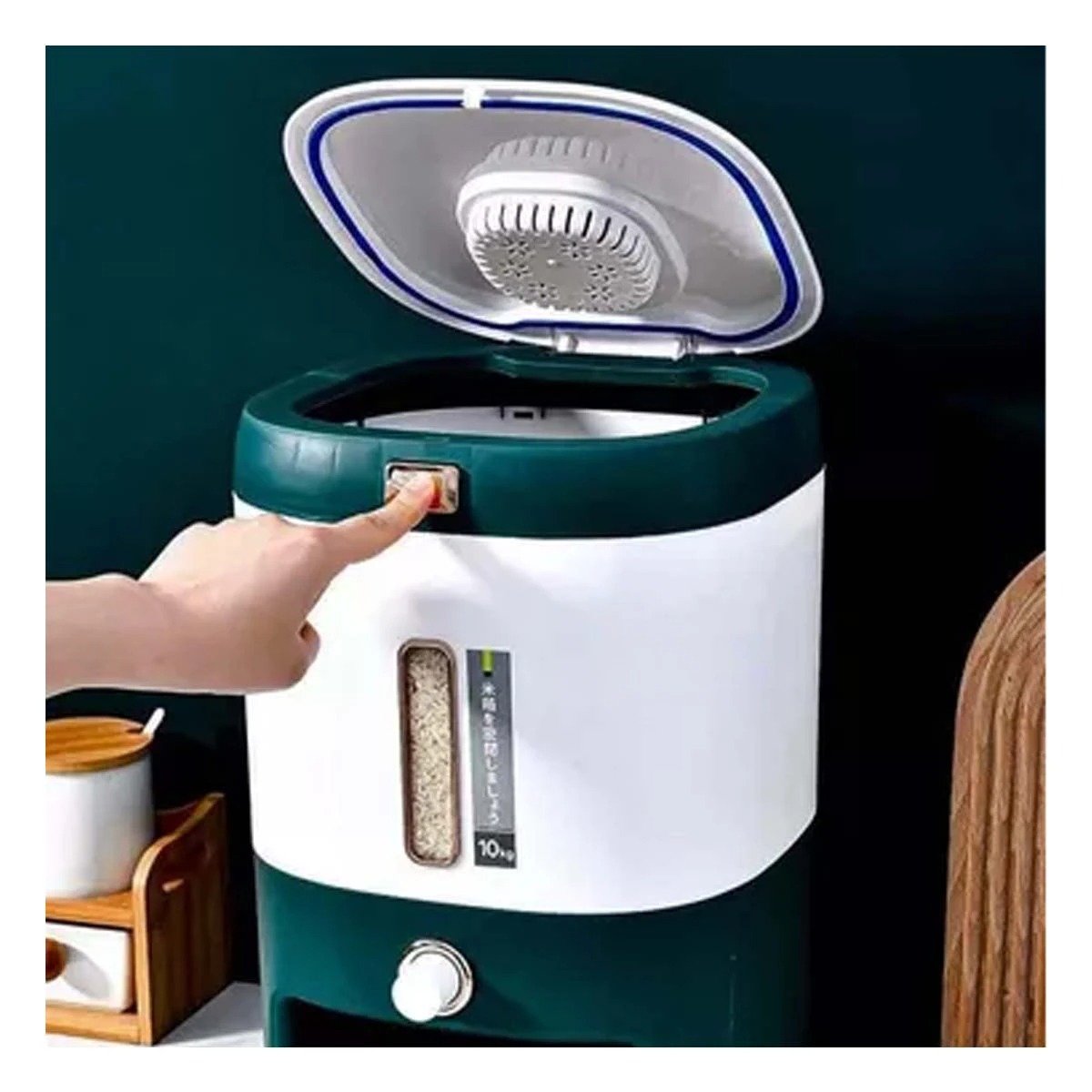 SERVIDOR 10KG DE MENESTRAS Y ARROZ VERDE CON BLANCO Y+POST IT - 2
