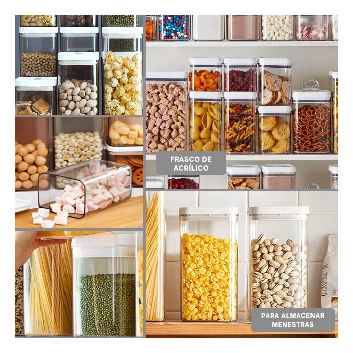 PACK12 CONTENEDOR ORGANIZADOR ALIMENTOS SECOS TAPA BLANCA PUNTO PLOMO 1500ML Y+PAPEL REGALO - 2