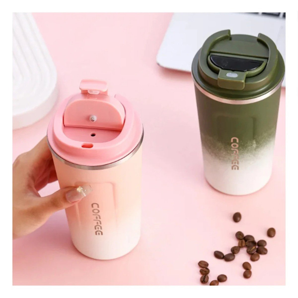 PACK12 ENVASE INTELIGENTE 510ML ROSADO CON BLANCO PORTÁTIL ELEGANTE Y FUNCIONAL PARA OFICINA - 3