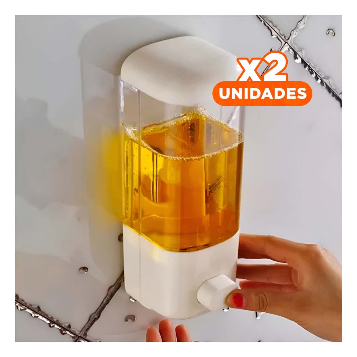 PACK2 UNIDAD DISPENSADORA DE JABON LIQUIDO 450 ML BLANCO PARA HOGAR Y+REGALO STICKER - 1