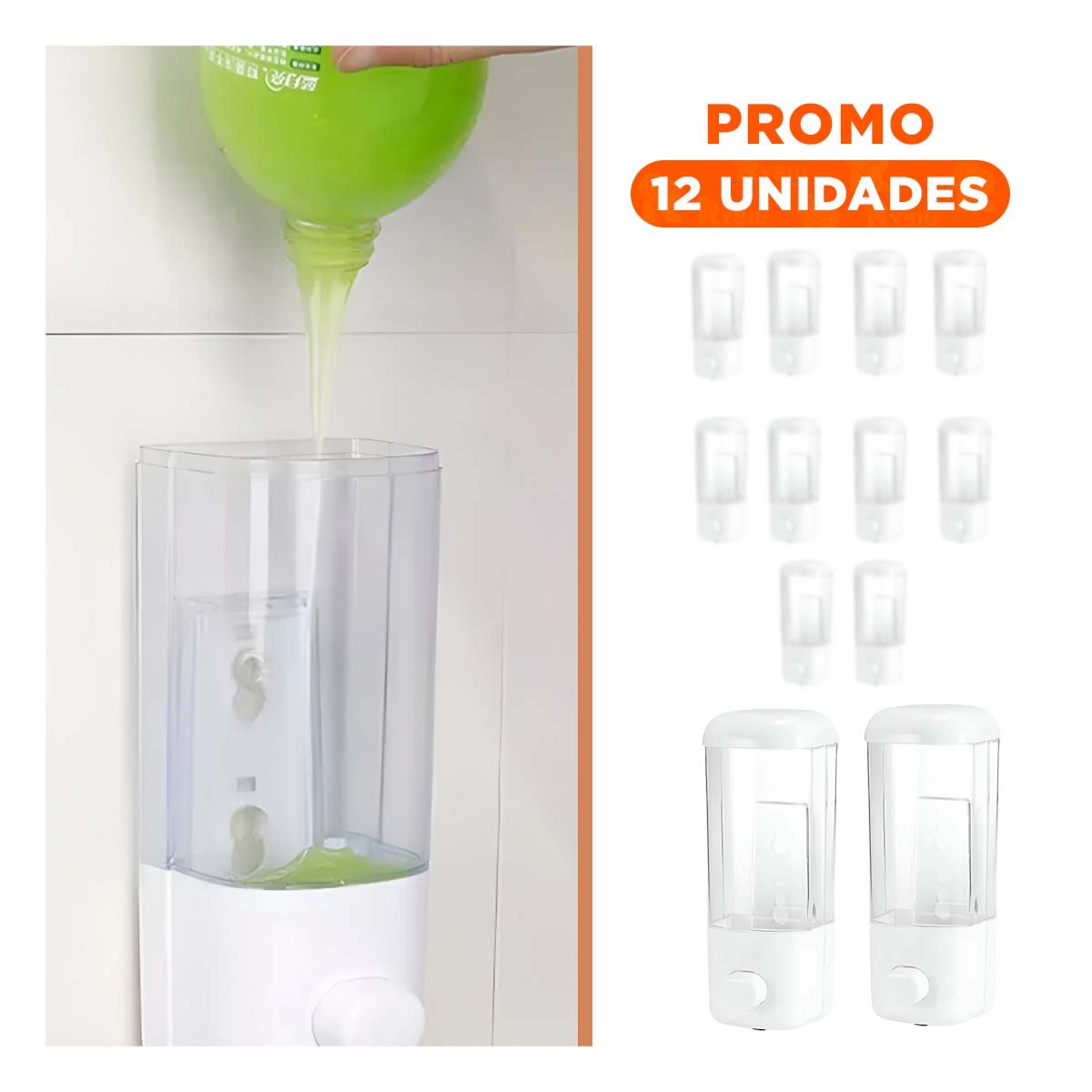 PACK12 ACCESORIO DISPENSADOR 450 ML BLANCO PARA COCINA MODERNA Y+REGALO STICKER - 1
