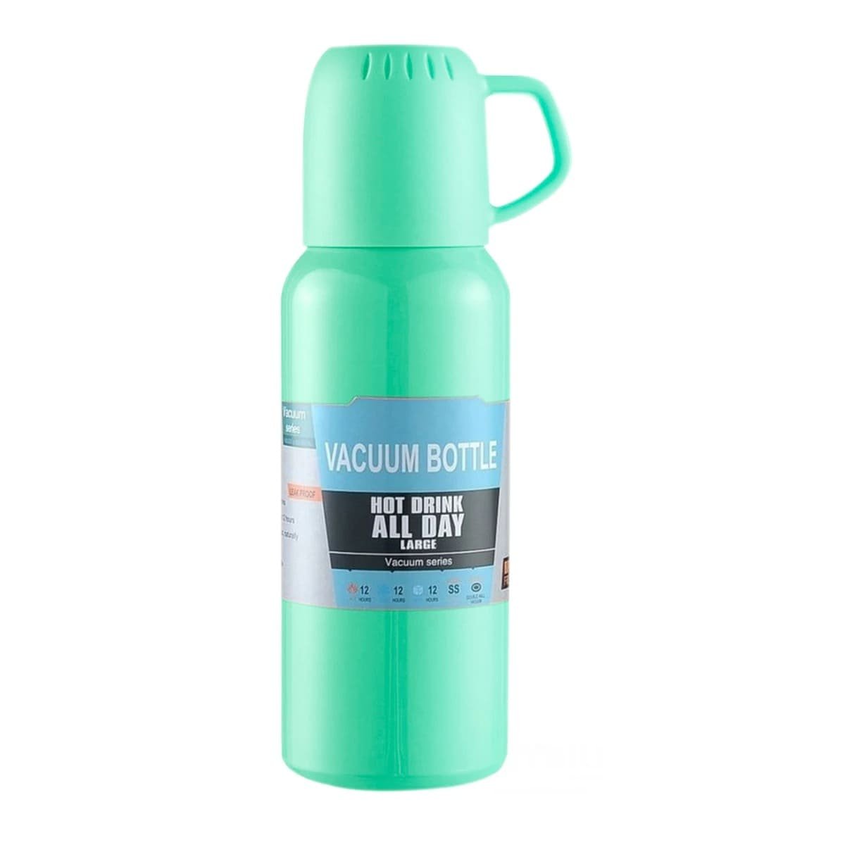 PACK12 DISPENSADOR PORTATIL DE 500ML CON 3 TAZAS VERDE AGUA ACERO Y+REGALO STICKER - 2