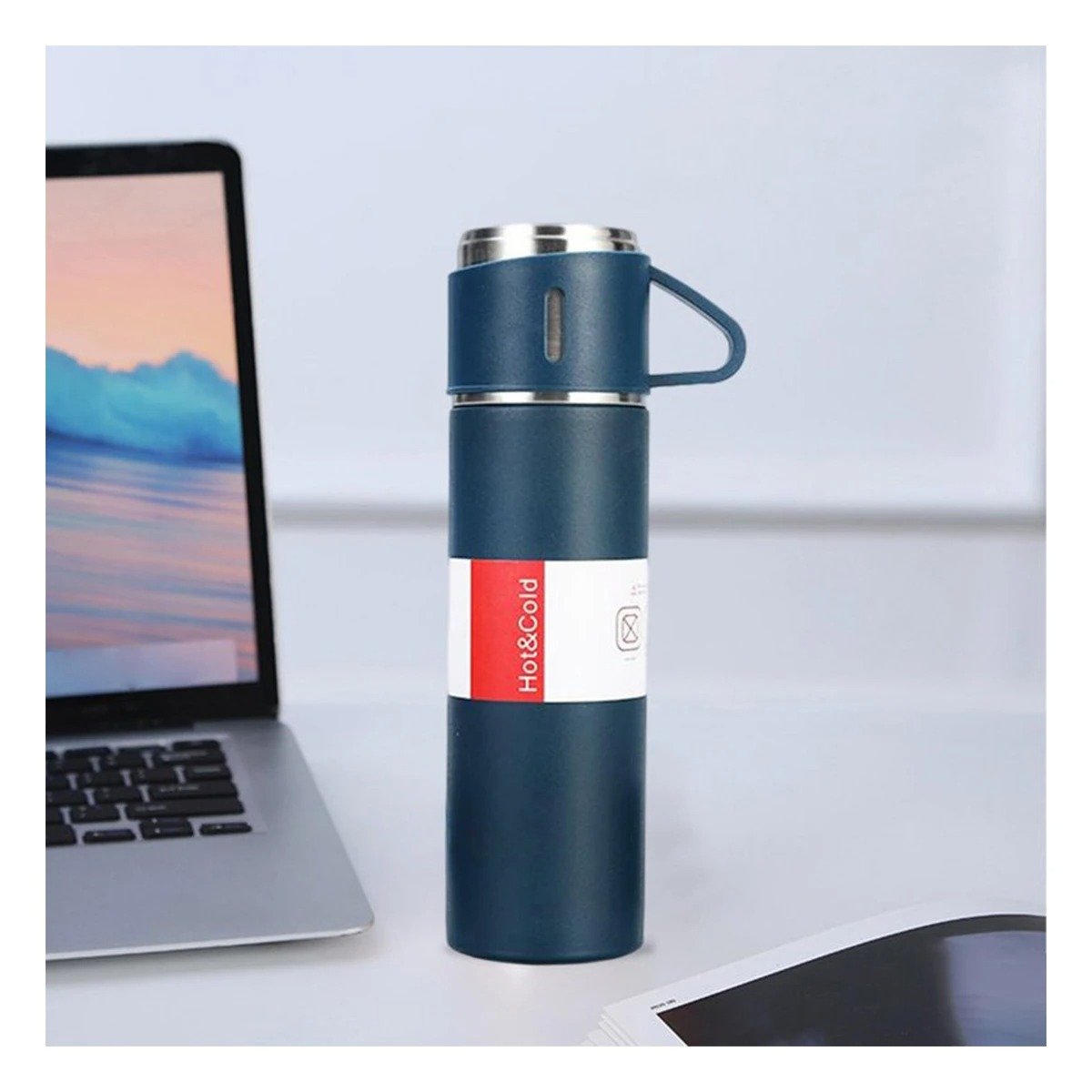 PACK6 RECIPIENTE TERMICO SEGURO CON DOS TAZAS PARA CAFE AZUL - 3