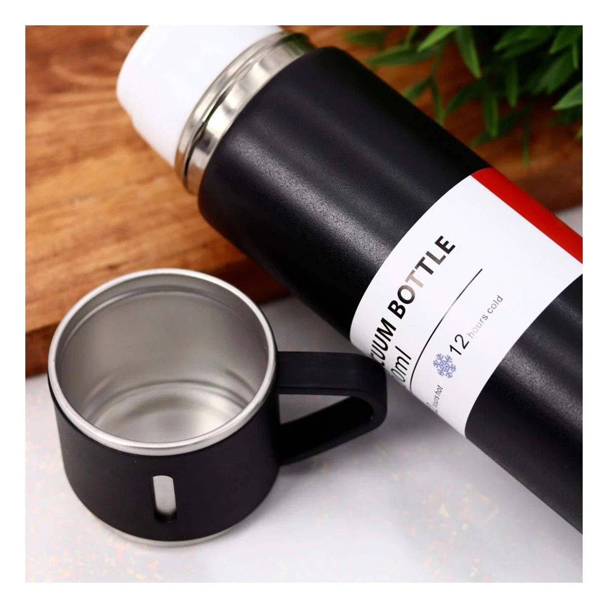 PACK6 CONTENEDOR MODERNO CON DOS TAZAS PARA USO EN HOGAR NEGRO Y+PAPEL REGALO - 5