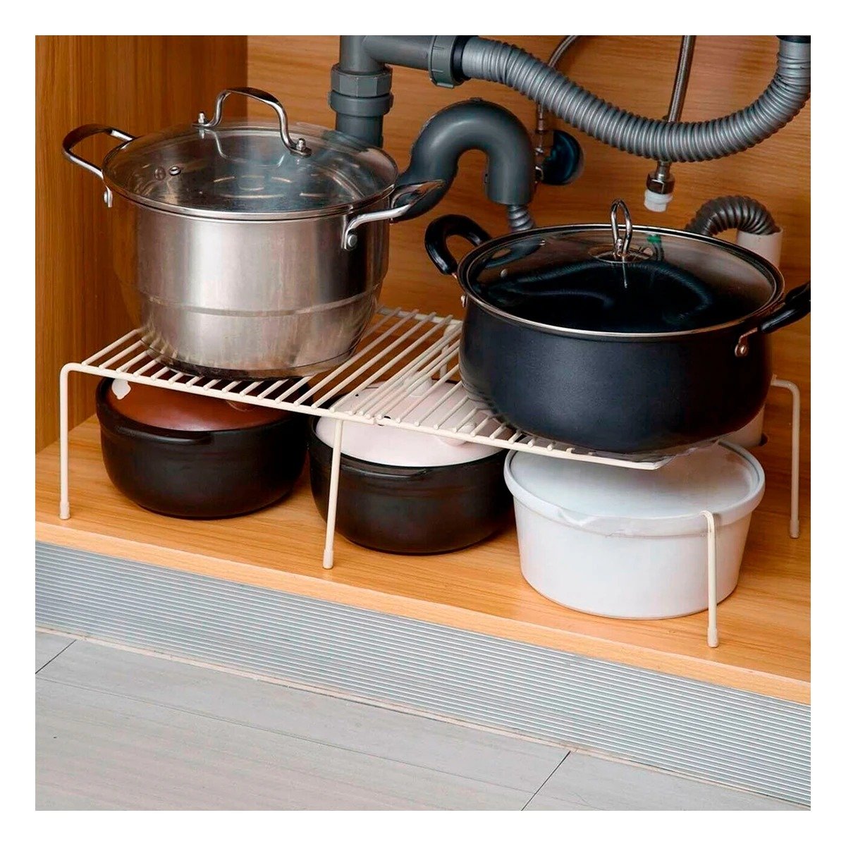 PACK6 ORGANIZADOR DOMESTICO BLANCO CON 6 PATAS Y CUERPO EN METAL Y+PAPEL REGALO - 2
