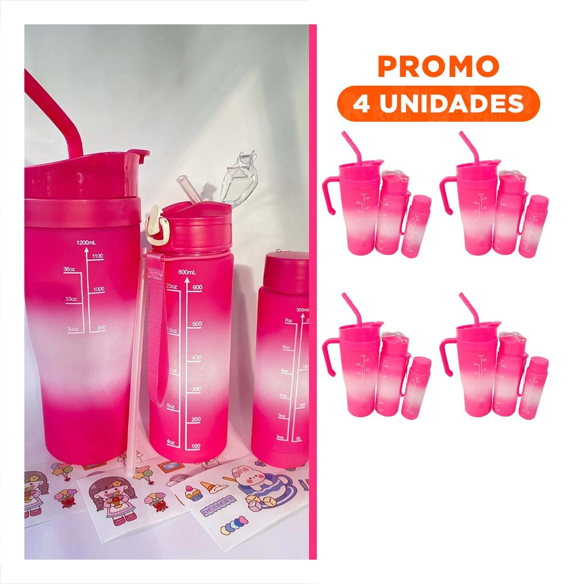 PACK4 TOMATODO ELECTRONICO TRIO TRICOLOR FUCSIA Y BLANCO FACIL LIMPIAR Y+REGALO STICKER - 1