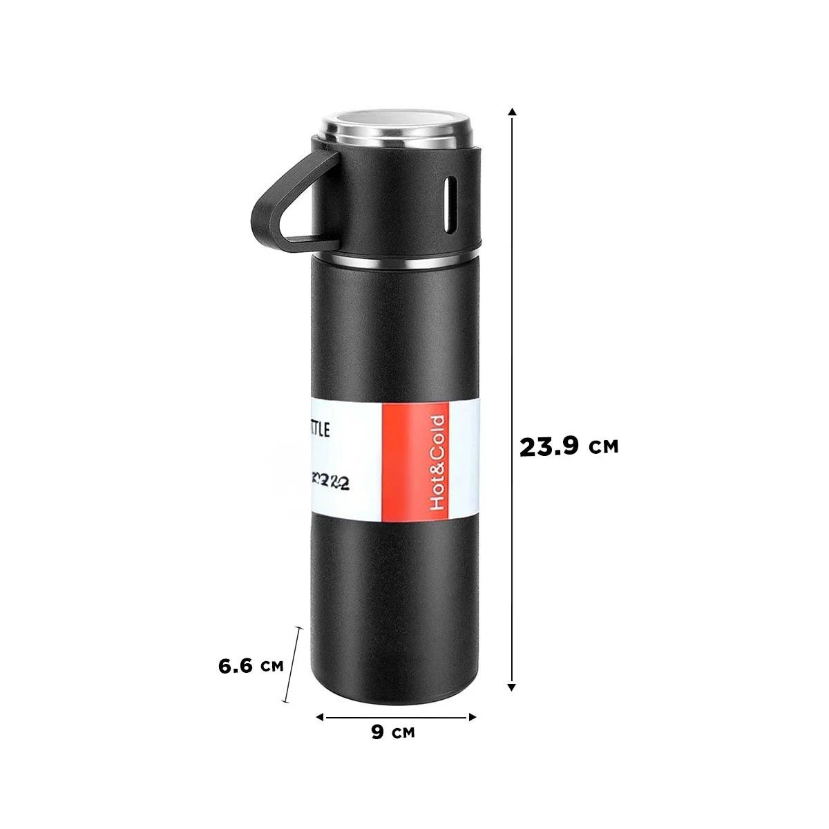 PACK6 FRASCO MODERNO INDIVIDUAL CON DOS TAZAS PARA CAFE DIARIO NEGRO - 4