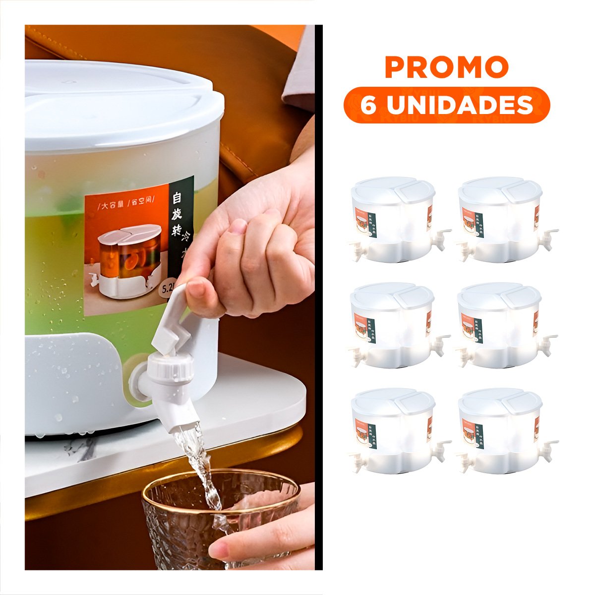 PACK6 CONTENEDOR DE JUGOS BLANCO 3 TANQUES PARA ESPACIOS CON MUCHA GANA - 1