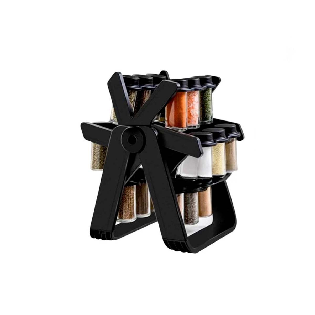 PACK6 SOPORTE GIRATORIO 360 NEGRO PARA CONDIMENTOS DE USO PRACTICO Y+REGALO STICKER - 2